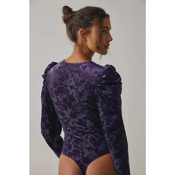 Free People Magic Hour Deep Sea Combo Velvet Bodysuit - Picture 3 of 10